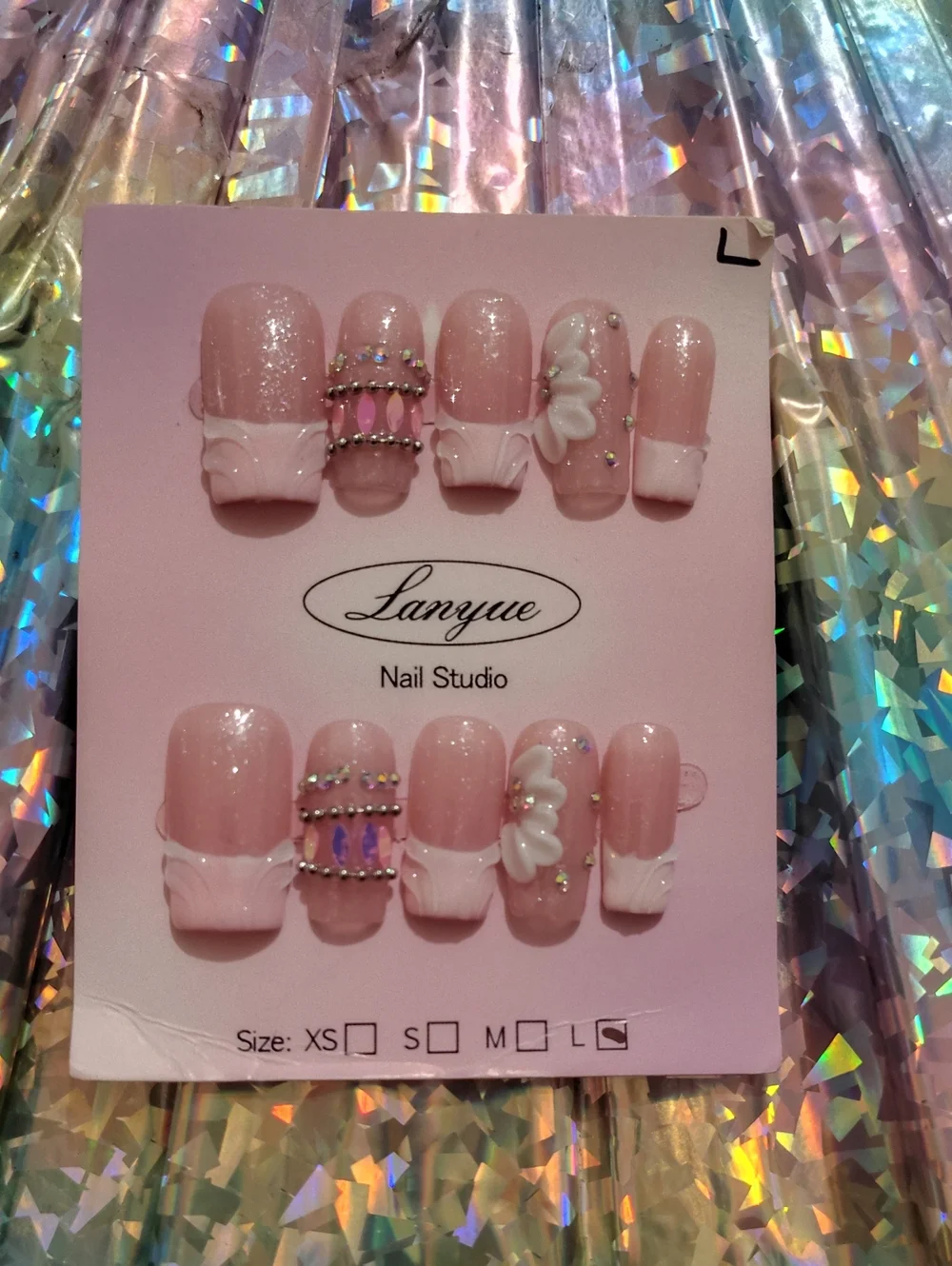 Pink Pearlized Press-On Nail Set